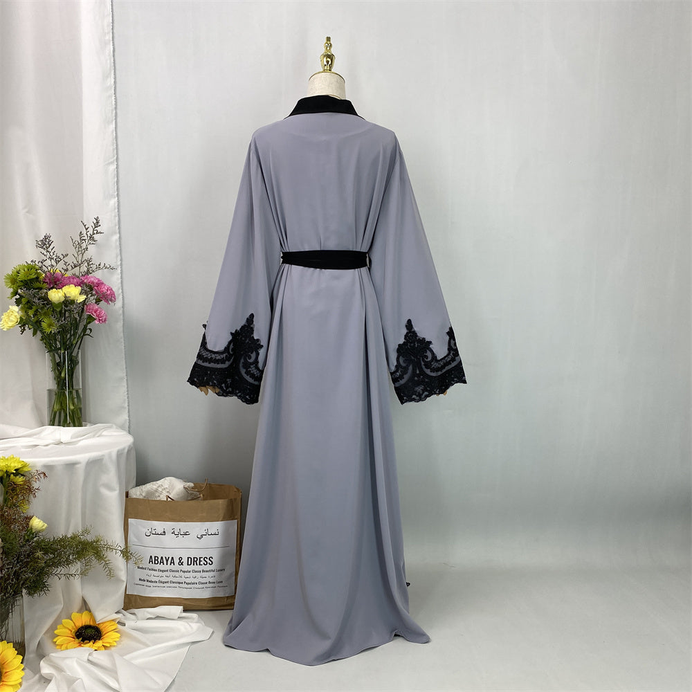 Luxury Beautiful Abaya– Dubai Hijab Wear-  Grey - back view