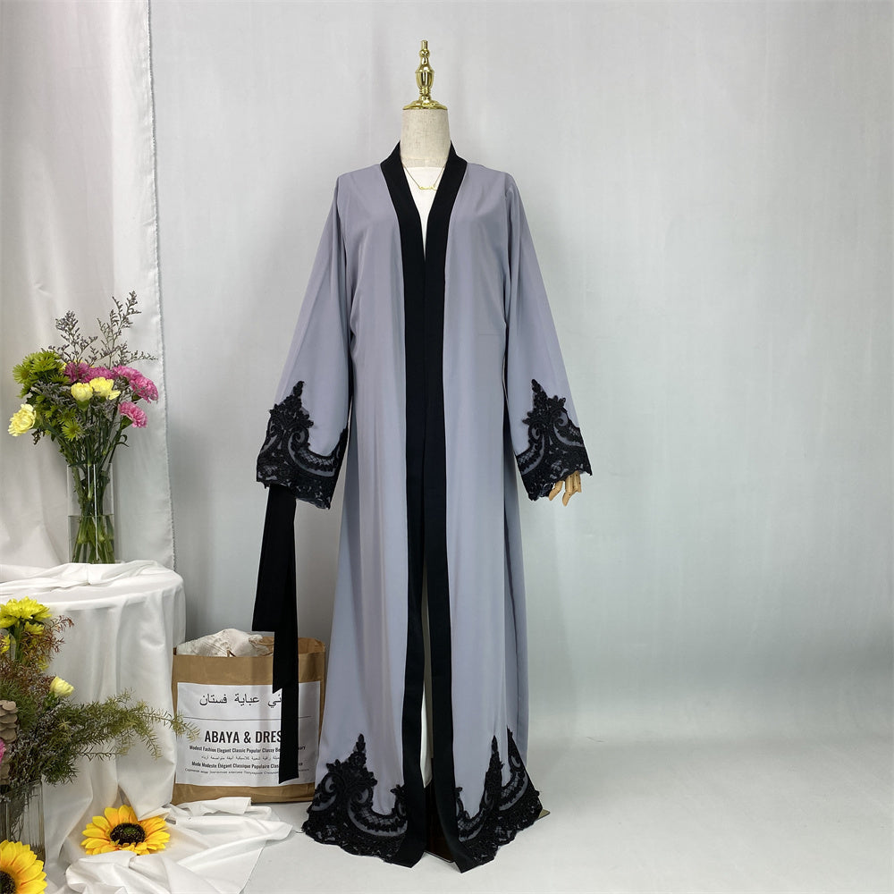 Luxury Beautiful Abaya– Dubai Hijab Wear-  Grey - front view