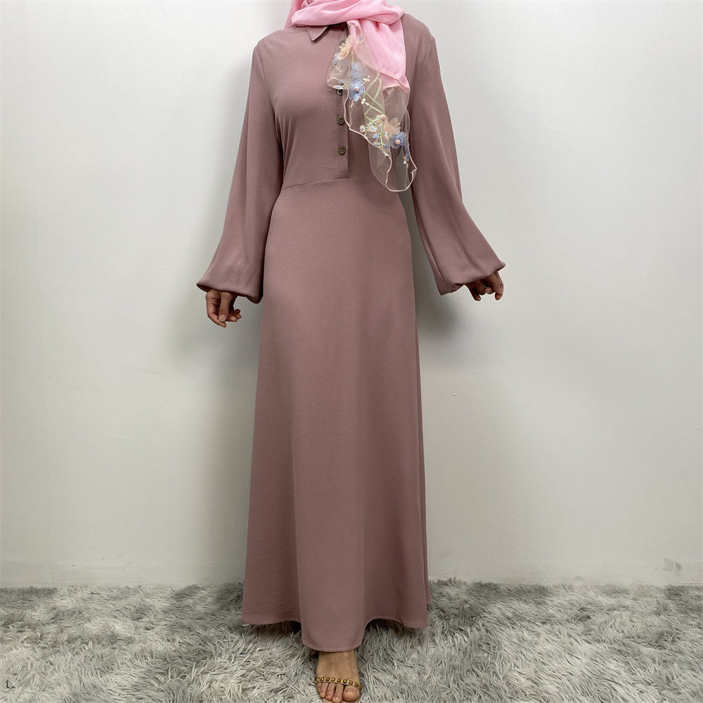 Dusty rose belted dress abaya nz hijab - front with sleeve