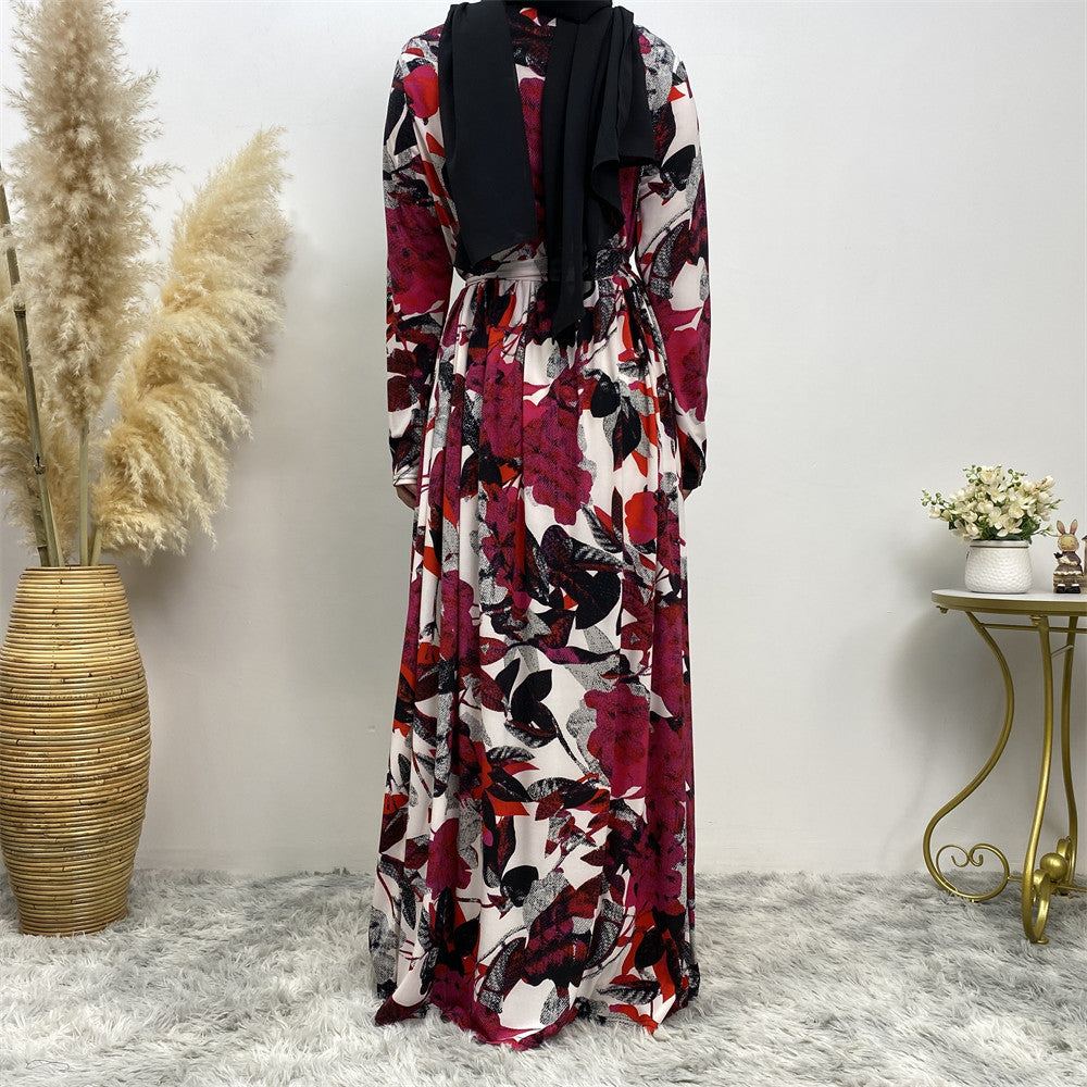 Floral Wrap Abaya Dress – Elegant & Hijab Fashion Dubai Back