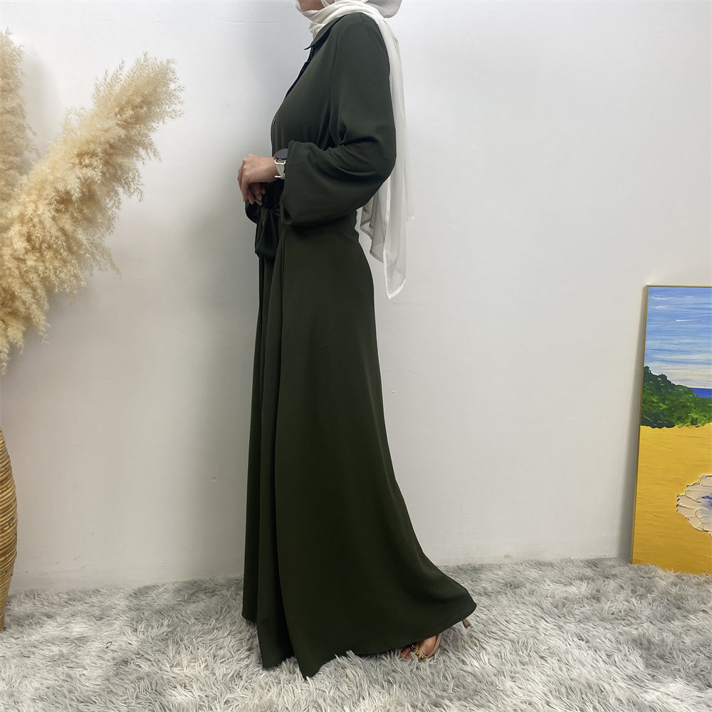 45 Signature-Elegant Green Modest Abaya hijab nz Dress - Front view side